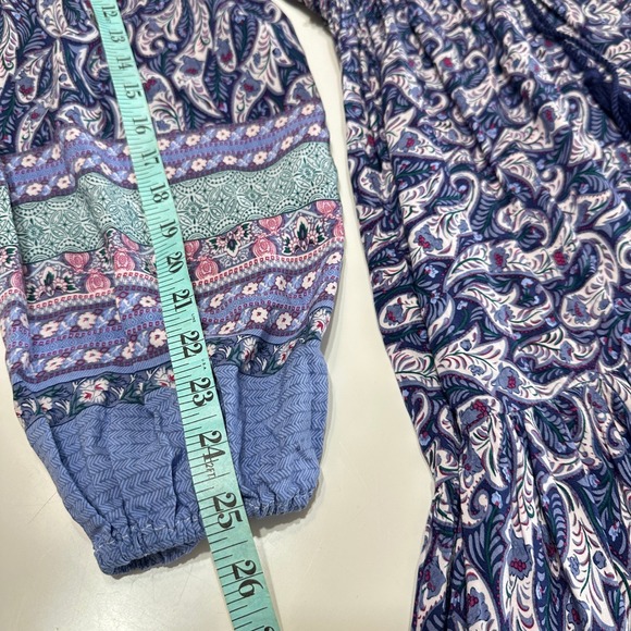 Few Moda Paisley Peasant Maxi Dress Womens S Blue Long Sleeve Boho Cottage Flowy - Picture 16 of 16